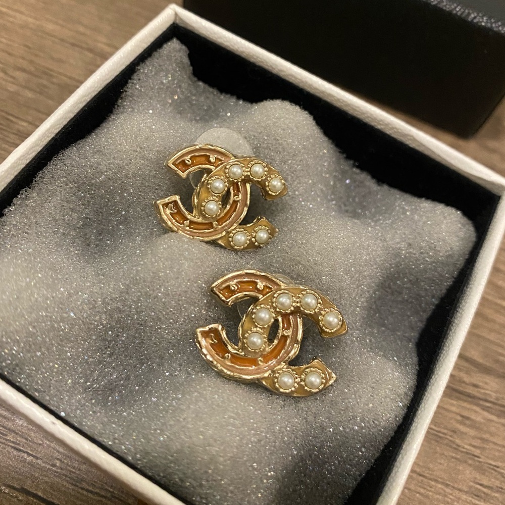 Chanel Stud Earrings with Pearl